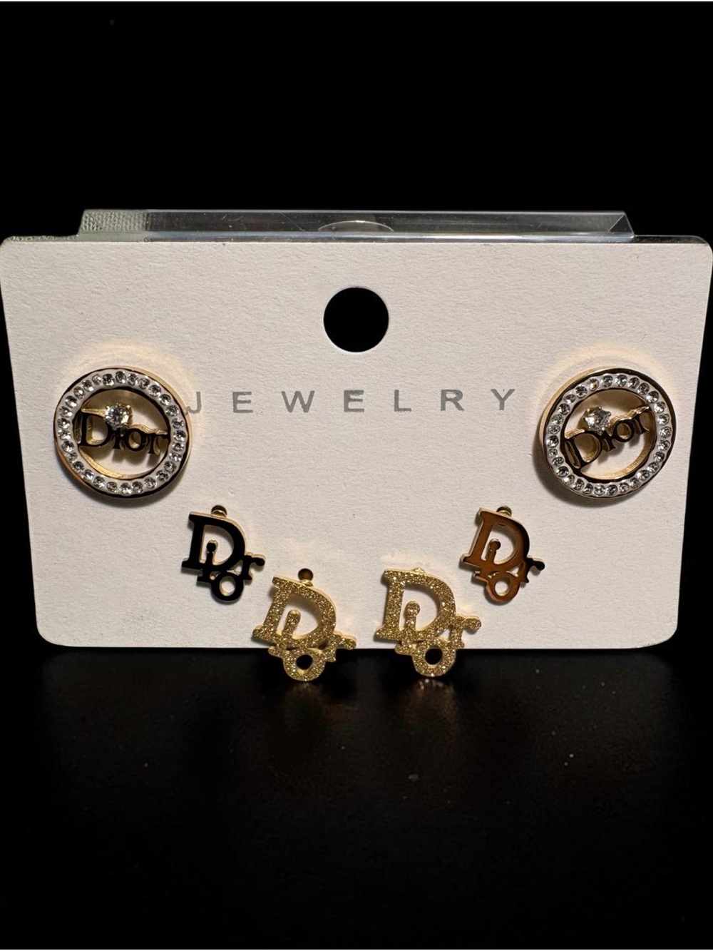 Gold and Black Stud Earring Set